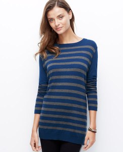 Side Zip Striped Sweater @ Ann Taylor