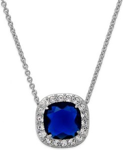 Kate Spade Silver-Tone Crystal-Framed Blue Stone Pendant @ Macy's