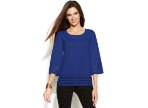 Alfani Laser-Cut-Trim Scuba Top @ Macy's