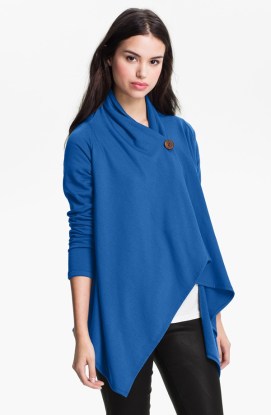Bobeau Asymmetrical Fleece Wrap Cardigan @ Nordstrom